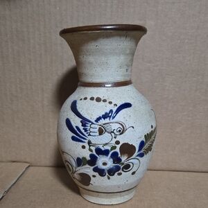 Handpainted TONALA Stoneware Pottery Vase Mexico